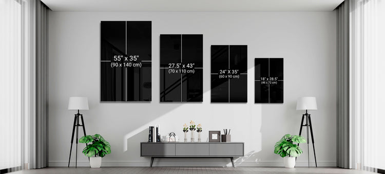 Abstract glass wall art by Insigneart USA featuring modern tempered glass decor, with colorful geometric shapes on a white background.