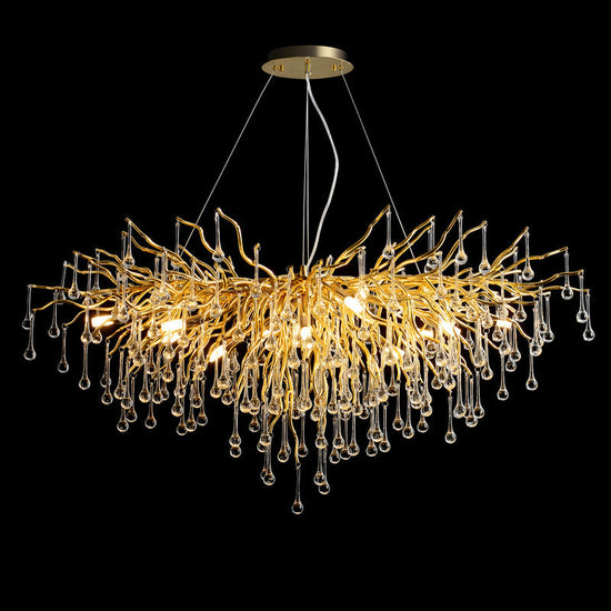 Decorbites Postmodern luxury chandelier with water drop crystals, elegant crystal lamp for sophisticated interior lighting.