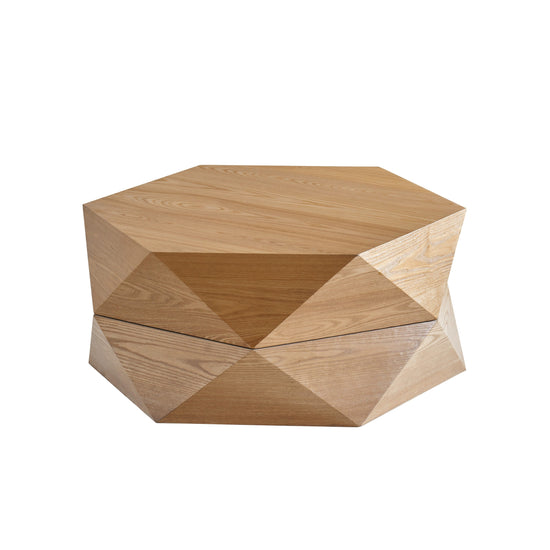 Retro Polygon Flip Top Coffee Table | Geometric Wood Coffee Table with Storage - Modern Home & Kitchen