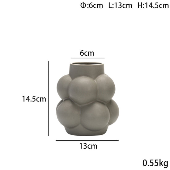 Simple Modern Bubble Ball Ceramic Vase by FLIPSTYLEZLLC, high-grade flower container with a unique shape for indoor soft decoration.