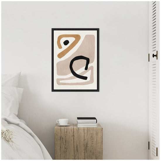 Neutral abstract framed canvas wall art by kateandlaurel featuring minimal, modern design for contemporary home decor.