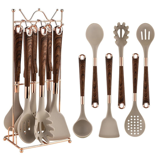 Silicone Kitchen Utensil Set, 7 Pieces Nonstick with Holder, Heat Resistant - Modern Home & Kitchen