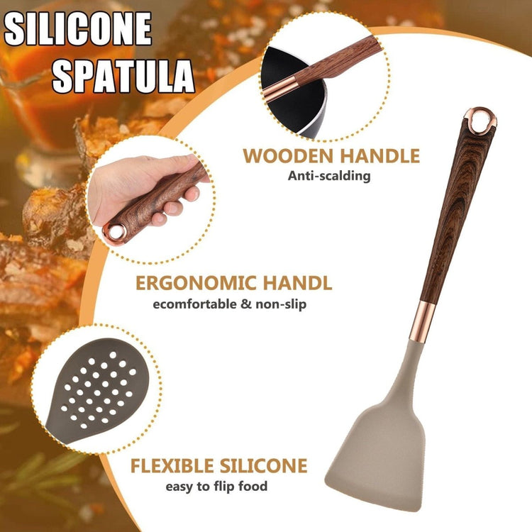 Silicone Kitchen Utensil Set, 7 Pieces Nonstick with Holder, Heat Resistant - Modern Home & Kitchen