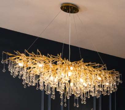 Decorbites Postmodern Light Luxury Crystal Chandelier with Water Drop Design, elegant atmosphere lamp featuring water drop crystals.