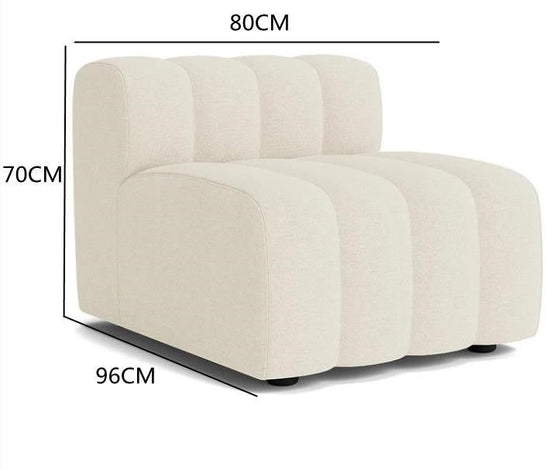Off-white modern curved sofa by FLIPSTYLEZLLC featuring lamb velvet upholstery and sectional design for contemporary living rooms.