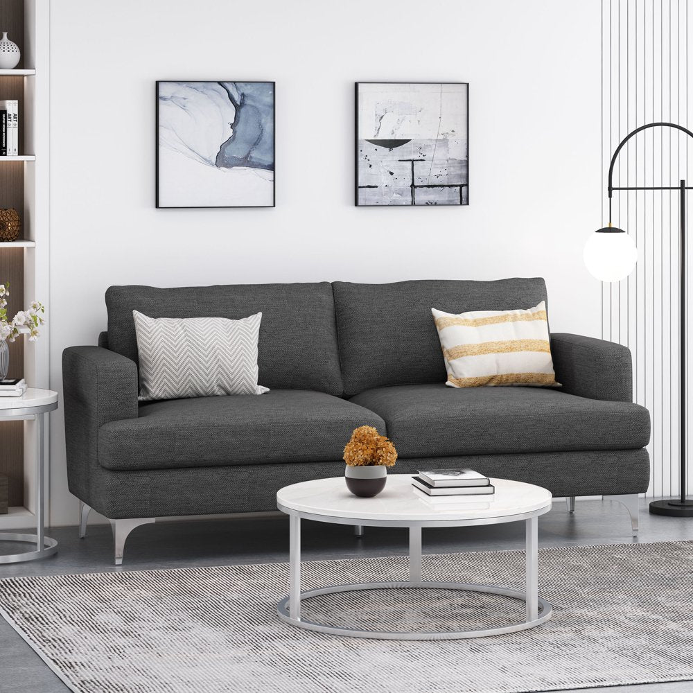 Modern Charcoal and Silver 3-Seater Sofa