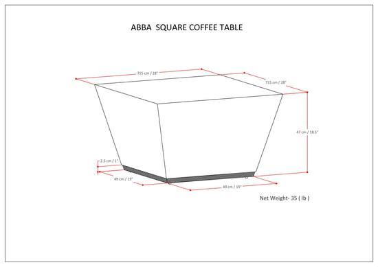 HouseOfZazla Abba Square Coffee Table in Cognac Brown Mango Wood with modern design and sleek square shape.