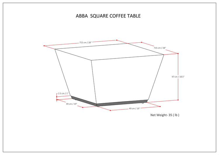 HouseOfZazla Abba Square Coffee Table in Cognac Brown Mango Wood with modern design and sleek square shape.