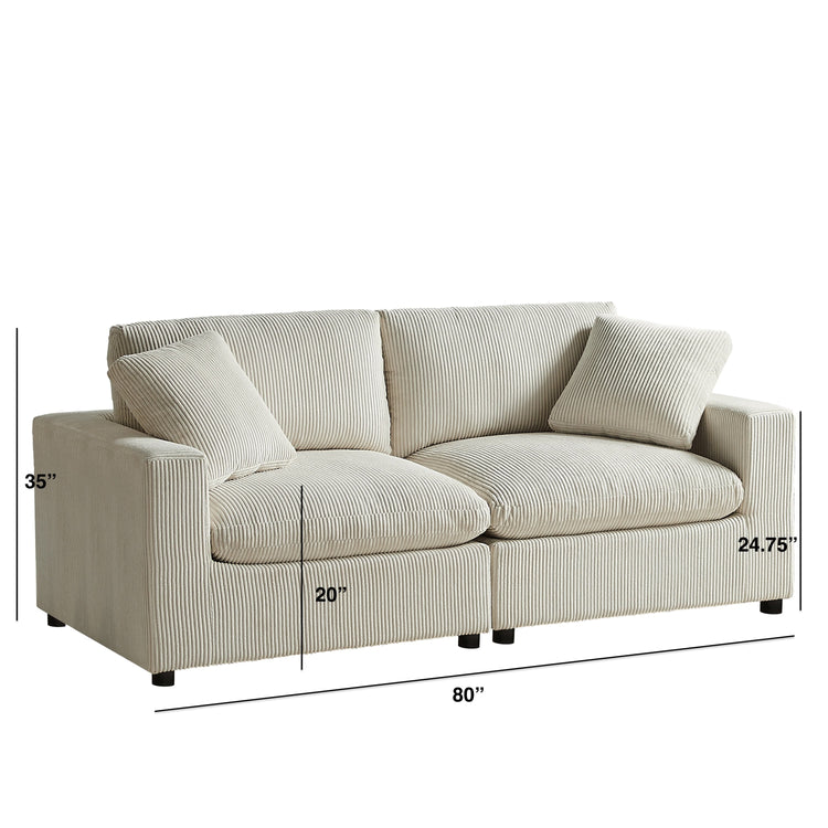 Beige Chelsea Modular 2 Piece Sofa by HouseOfZazla with plush fabric and modern design, perfect for a stylish living room.