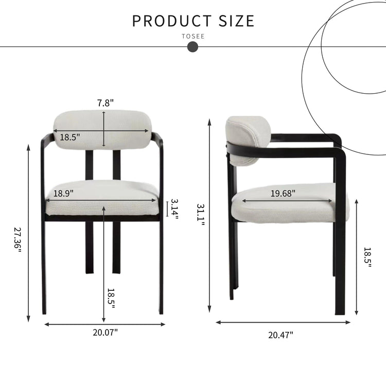 Set of two HouseOfZazla dining arm chairs with wooden legs and upholstered seats, stylishly arranged for a dining room setting.
