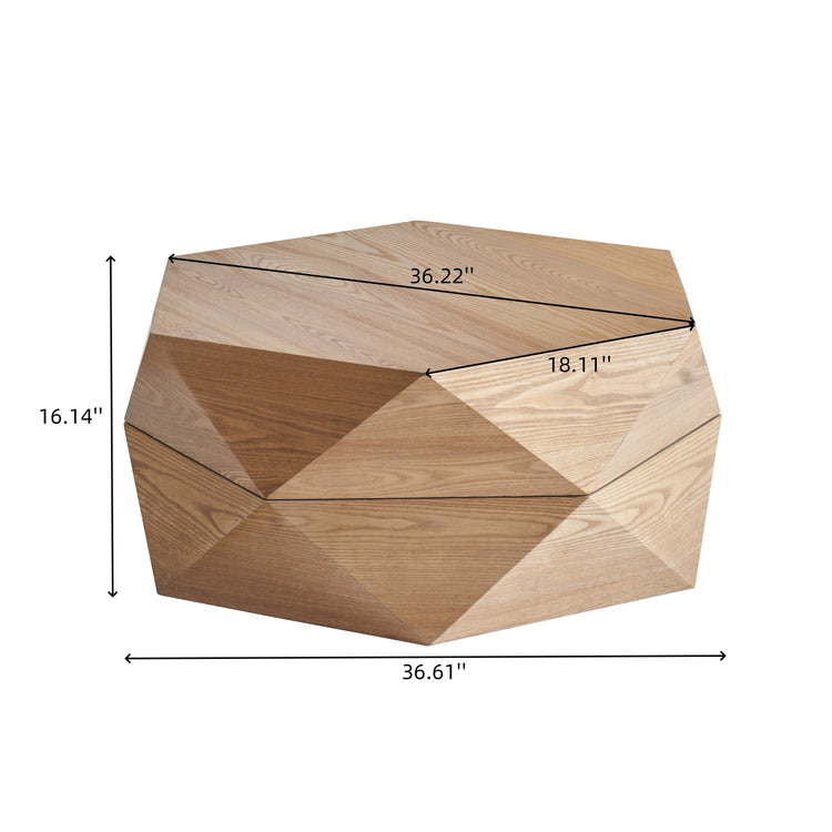 Retro Polygon Flip Top Coffee Table | Geometric Wood Coffee Table with Storage - Modern Home & Kitchen