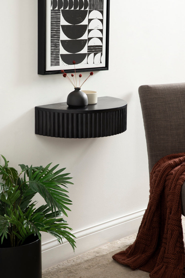 Reid Ribbed Floating Side Table | Modern Wall Mounted Bedside Table Decor