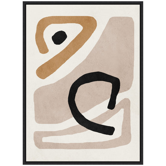 Kateandlaurel Sylvie Neutral Abstract Framed Canvas Wall Art featuring minimalist design and neutral tones.