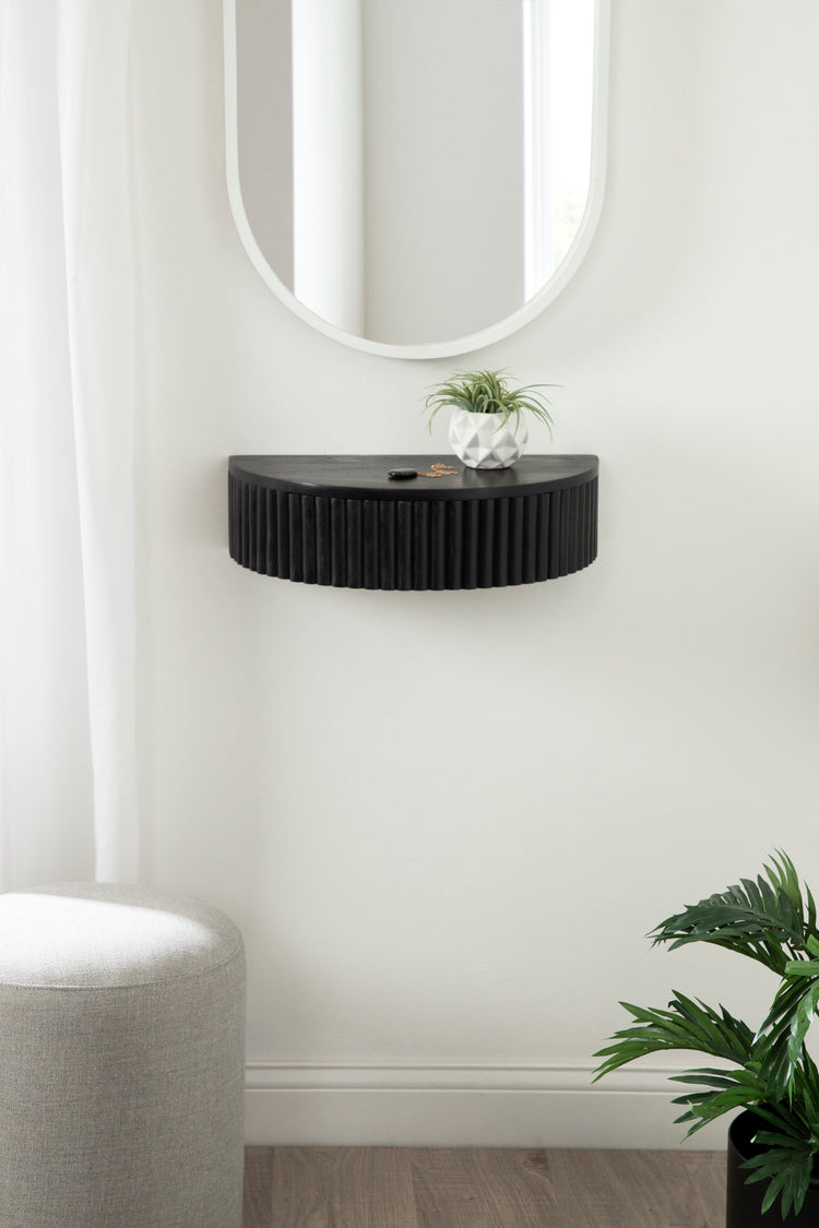 Reid Ribbed Floating Side Table | Modern Wall Mounted Bedside Table Decor