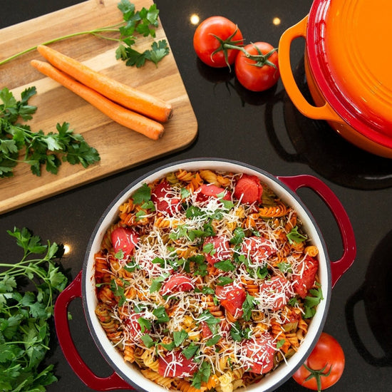 6 Quart Large Red Enamel Cast-Iron Dutch Oven Kitchen Cookware - Modern Home & Kitchen