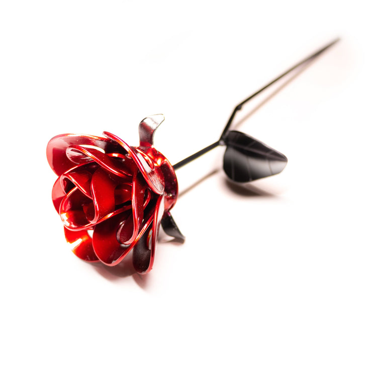 Red and Black Immortal Roses, Recycled Metal Roses, Steel Rose - Modern Home & Kitchen