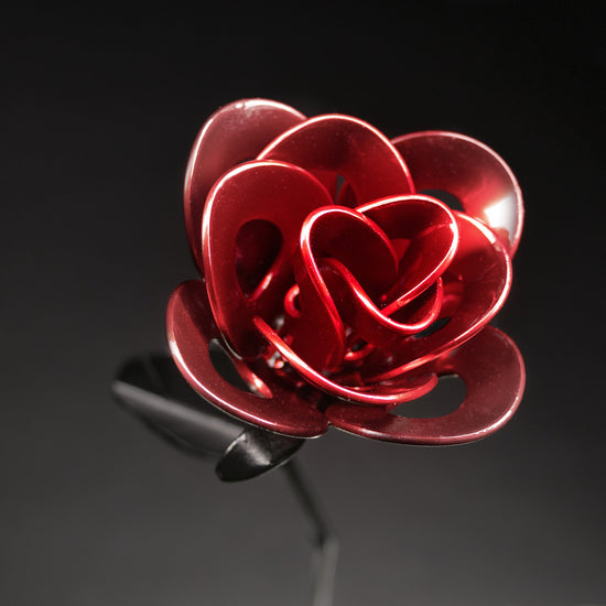 Red and Black Immortal Roses, Recycled Metal Roses, Steel Rose - Modern Home & Kitchen