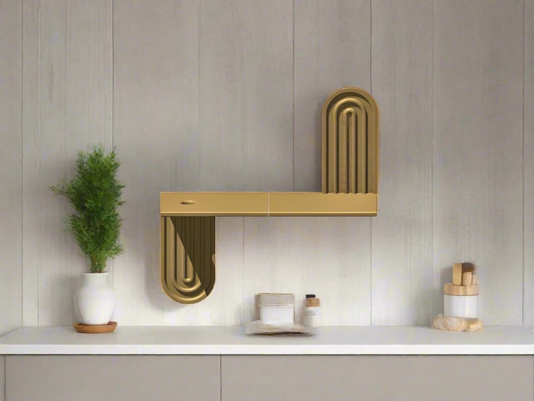 Modern Floating Wall Shelf | Unique Arch Oval 3D Printed Decor Shelf for Entryway
