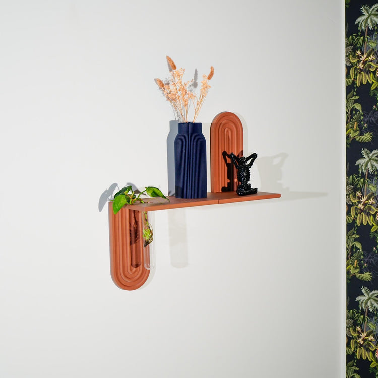 Modern Floating Wall Shelf | Unique Arch Oval 3D Printed Decor Shelf for Entryway