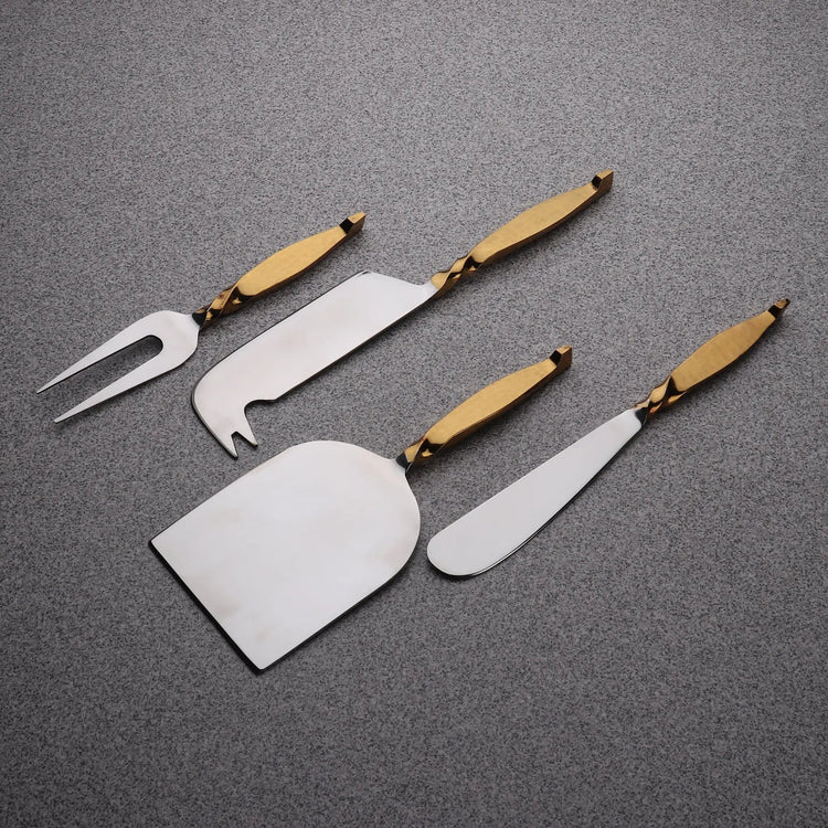 TWISTED URBAN GOLD CHEESE KNIFE 4 PC. SET - Modern Home & Kitchen