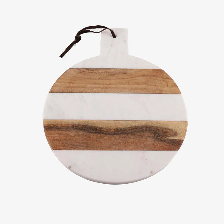 Mez Round Marble Wood Paddle Charcuterie Board - Modern Home & Kitchen