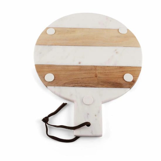 Mez Round Marble Wood Paddle Charcuterie Board - Modern Home & Kitchen