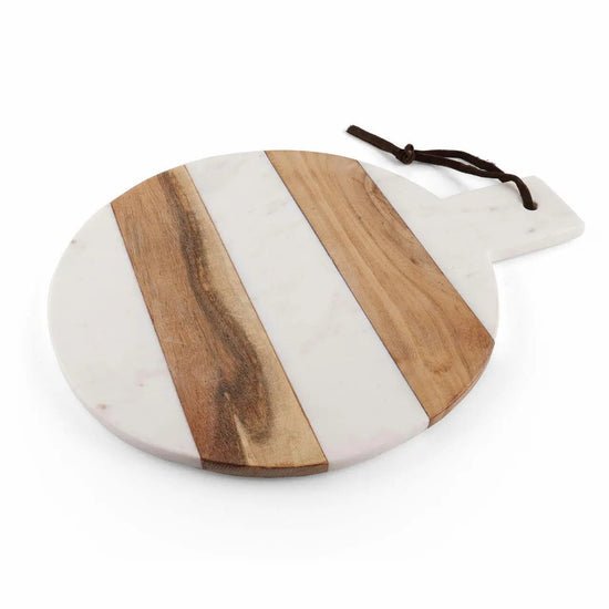 Mez Round Marble Wood Paddle Charcuterie Board - Modern Home & Kitchen