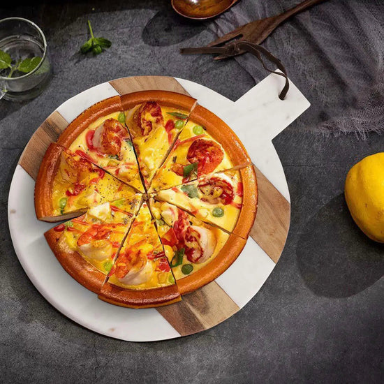 Mez Round Marble Wood Paddle Charcuterie Board - Modern Home & Kitchen