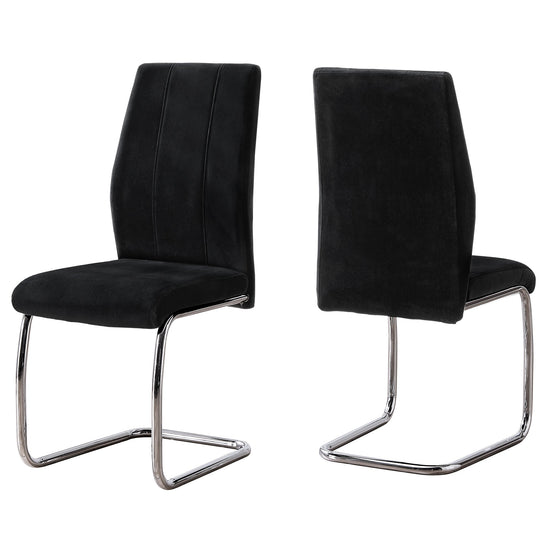 Two 77.5inches Velvet Chrome Metal and Foam Dining Chairs - Modern Home & Kitchen