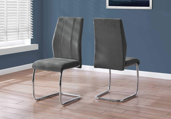 Two 77.5inches Velvet Chrome Metal and Foam Dining Chairs - Modern Home & Kitchen