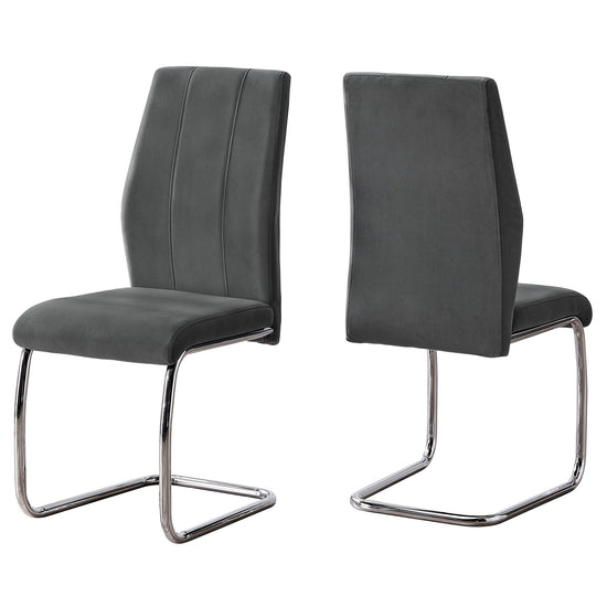 Two 77.5inches Velvet Chrome Metal and Foam Dining Chairs - Modern Home & Kitchen