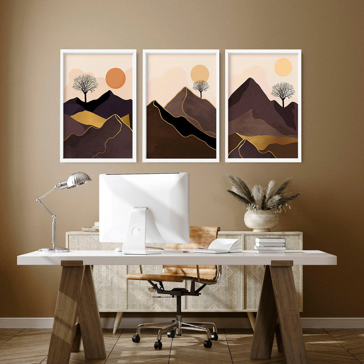 Scandi decor for office | set of 3 wall art prints - Modern Home & Kitchen
