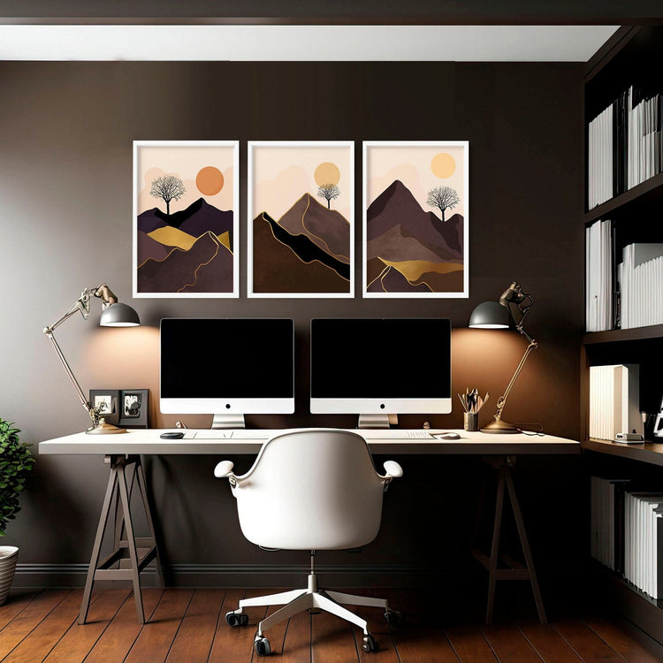 Scandi decor for office | set of 3 wall art prints - Modern Home & Kitchen