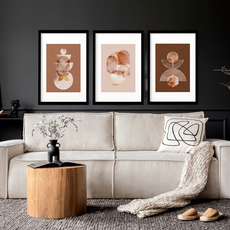 Mid century modern artwork | set of 3 framed wall art prints - Modern Home & Kitchen