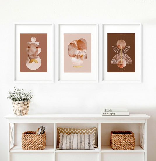 Mid century modern artwork | set of 3 framed wall art prints - Modern Home & Kitchen