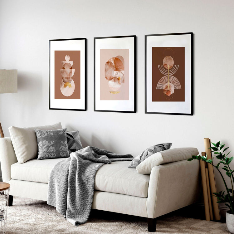 Mid century modern artwork | set of 3 framed wall art prints - Modern Home & Kitchen