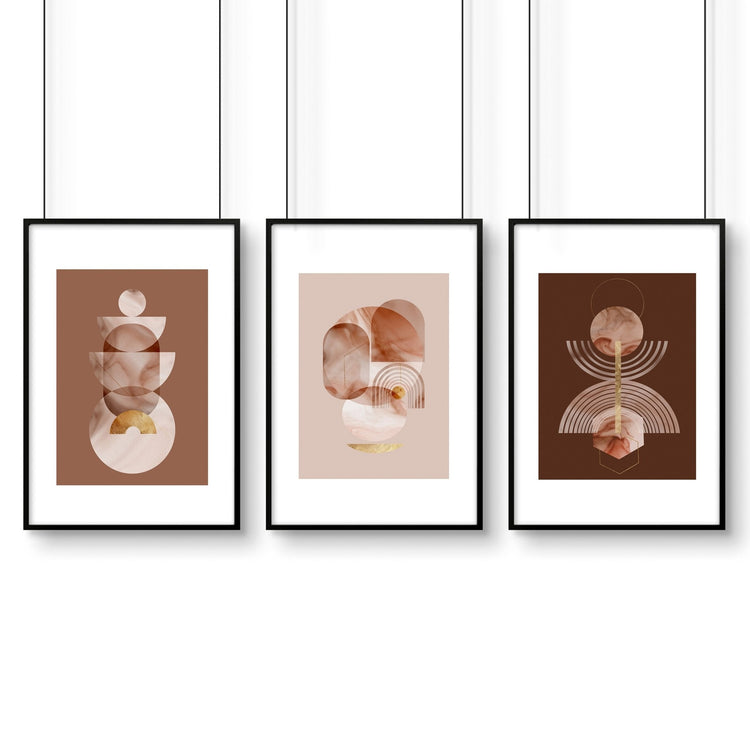 Mid century modern artwork | set of 3 framed wall art prints - Modern Home & Kitchen