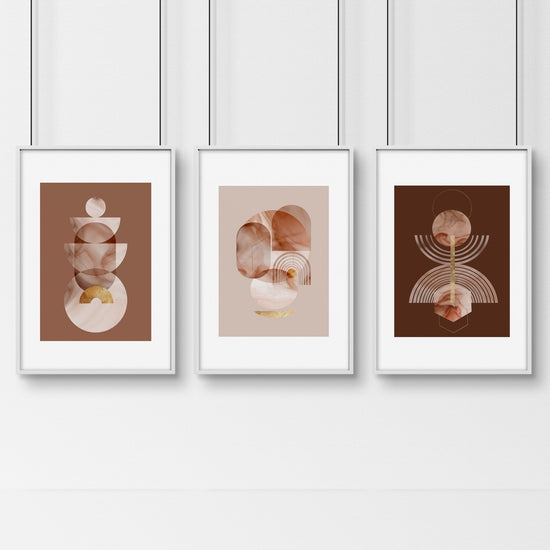 Mid century modern artwork | set of 3 framed wall art prints - Modern Home & Kitchen