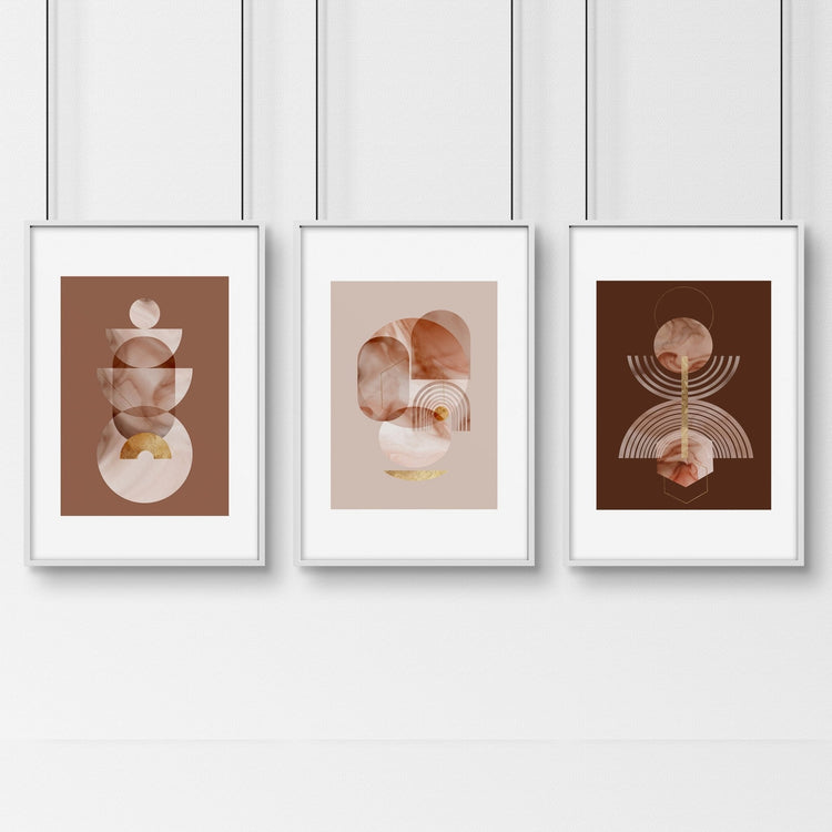 Mid century modern artwork | set of 3 framed wall art prints - Modern Home & Kitchen