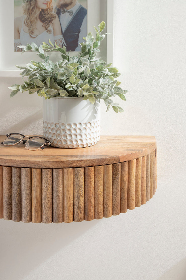 Reid Ribbed Floating Side Table | Modern Wall Mounted Bedside Table Decor