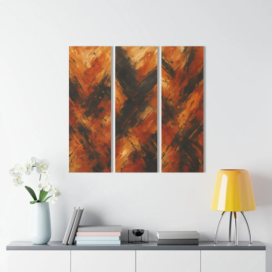 Vibrant abstract acrylic wall art triptych by DipaliZ, featuring bold modern design for stylish home decor.