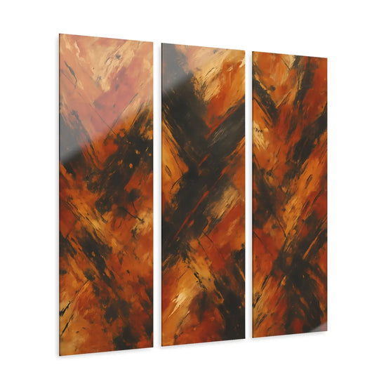 Vibrant abstract acrylic triptych wall art by DipaliZ, modern home decor with colorful large prints for contemporary interior design.