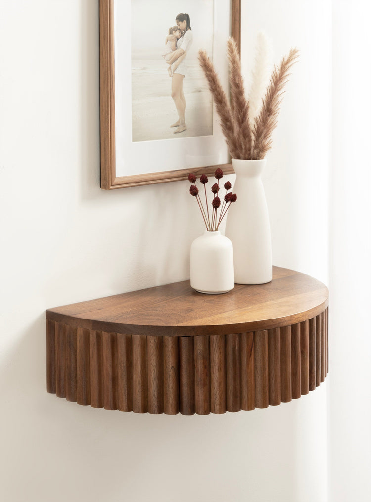 Reid Ribbed Floating Side Table | Modern Wall Mounted Bedside Table Decor