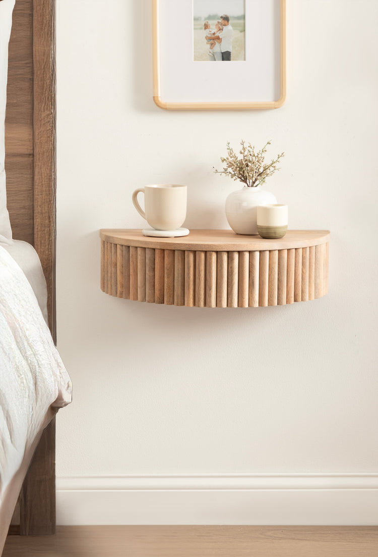 Reid Ribbed Floating Side Table | Modern Wall Mounted Bedside Table Decor