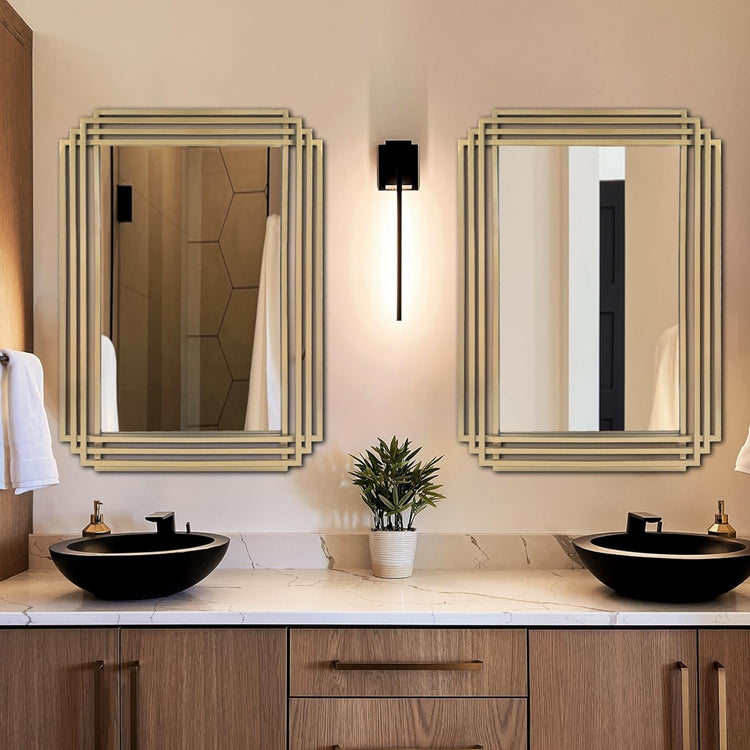 Brushed Gold Wall Mirror 24x36 - Modern Home & Kitchen