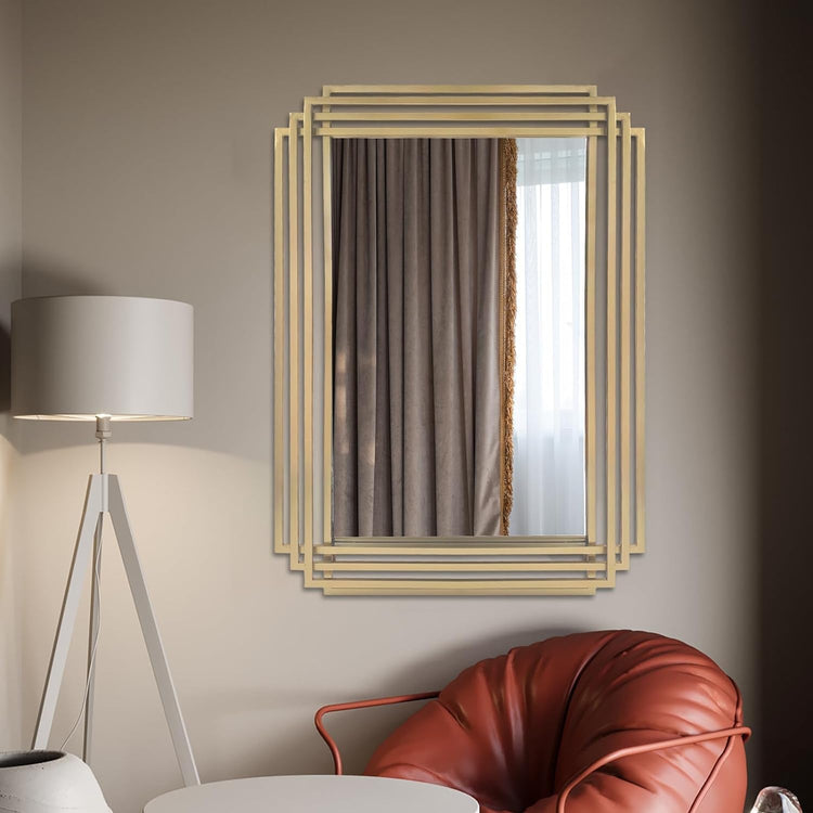 Brushed Gold Wall Mirror 24x36 - Modern Home & Kitchen