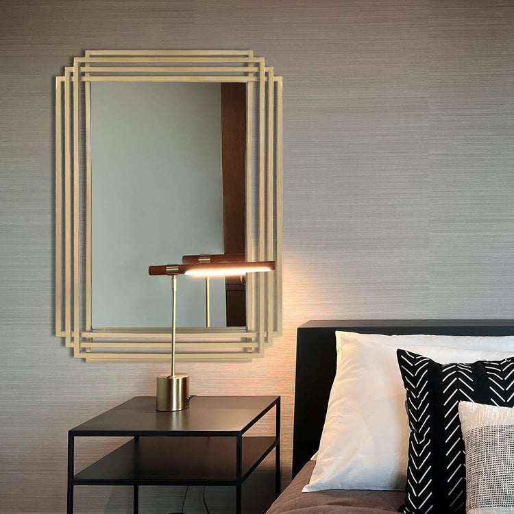 Brushed Gold Wall Mirror 24x36 - Modern Home & Kitchen