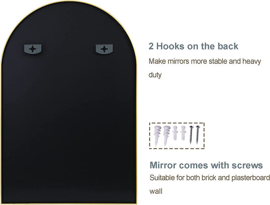 Full-Length Arched Bathroom Mirror – Metal Frame - Modern Home & Kitchen