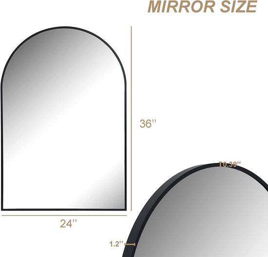 Full-Length Arched Bathroom Mirror – Metal Frame - Modern Home & Kitchen