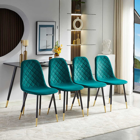 5-Piece Velvet Upholstered Dining Chairs – Modern Accent Chairs for Dining & Living Room - Modern Home & Kitchen